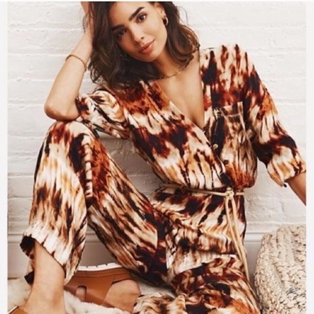 New Nanushka Jax Tie Dye Wide Leg Jumpsuit NWT Size Small